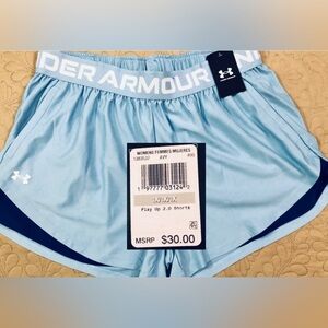 NEW.WOMEN 1X PLUS SIZE UNDER ARMOUR PLAY UP 2.0 SHORTS W/ POCKETS(BLIZZARD BLUE)